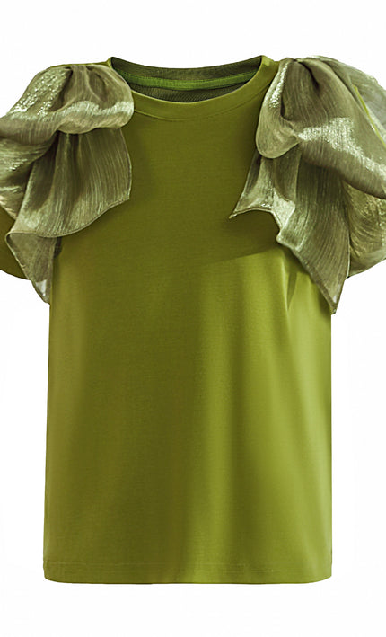 kids atelier tulleen Green Gold Valora Ruffle Skirt Set