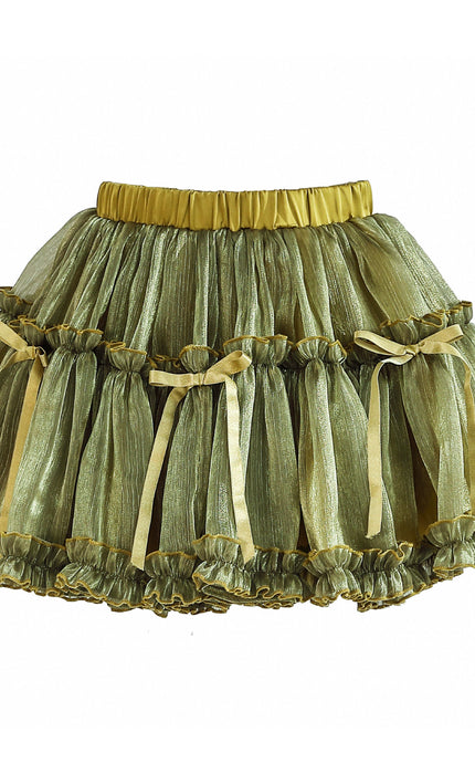 kids atelier tulleen Green Gold Valora Ruffle Skirt Set