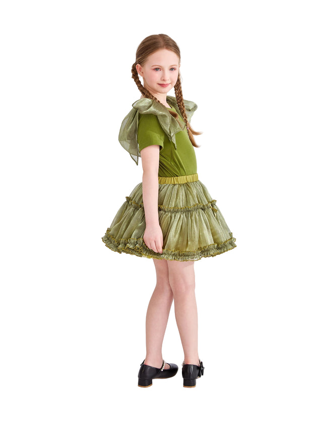 kids atelier tulleen Green Gold Valora Ruffle Skirt Set