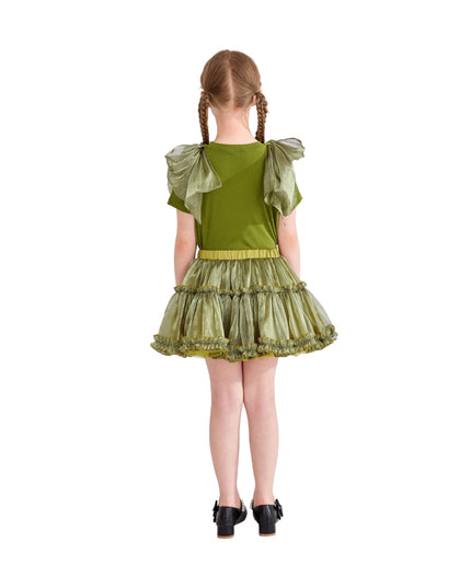 kids atelier tulleen Green Gold Valora Ruffle Skirt Set
