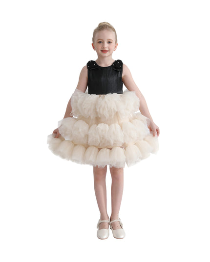 kids atelier tulleen Black & Cream Celestine Ruffle Dress
