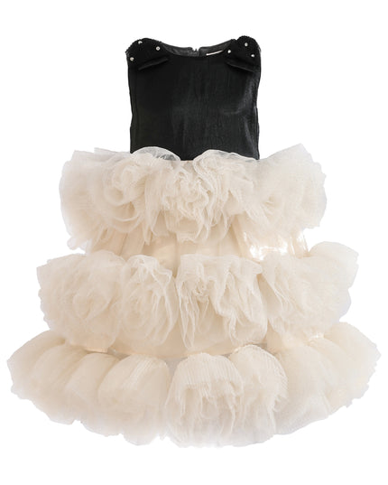 kids atelier tulleen Black & Cream Celestine Ruffle Dress