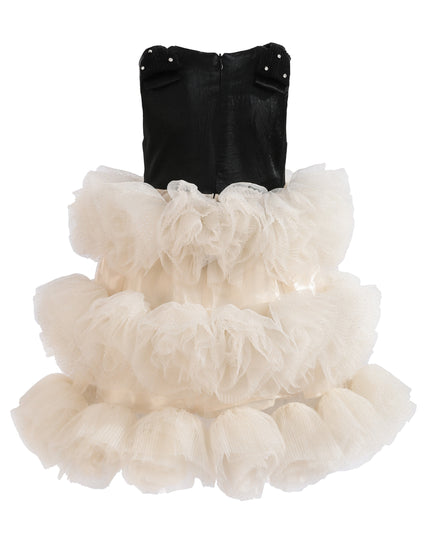 kids atelier tulleen Black & Cream Celestine Ruffle Dress