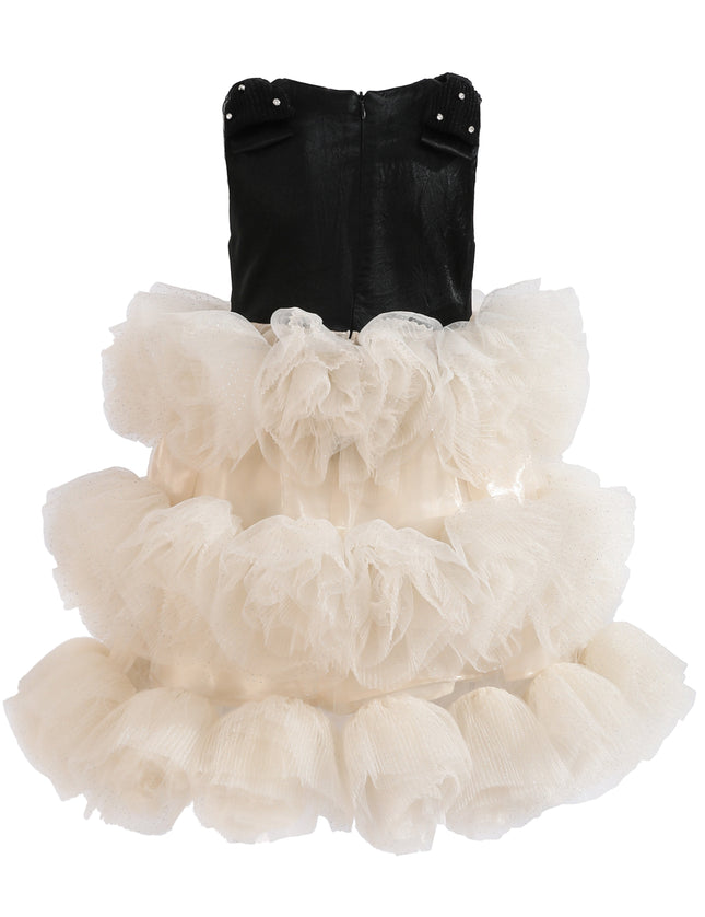 kids atelier tulleen Black & Cream Celestine Ruffle Dress