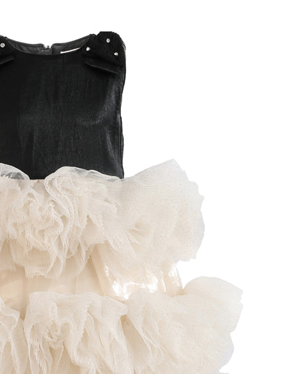 kids atelier tulleen Black & Cream Celestine Ruffle Dress