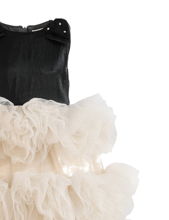 kids atelier tulleen Black & Cream Celestine Ruffle Dress