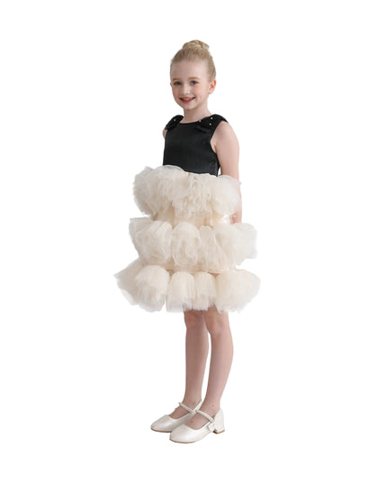 kids atelier tulleen Black & Cream Celestine Ruffle Dress