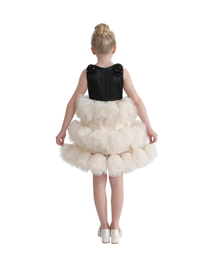 kids atelier tulleen Black & Cream Celestine Ruffle Dress