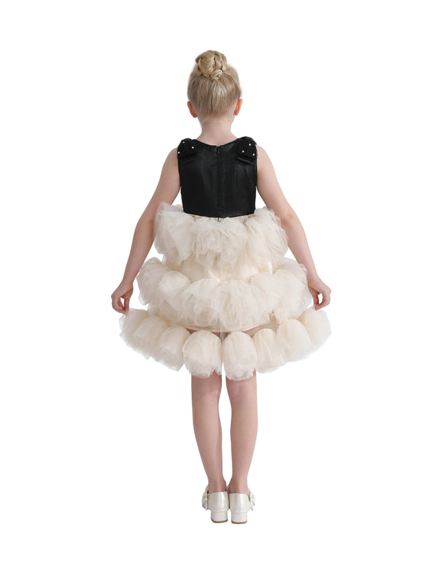 kids atelier tulleen Black & Cream Celestine Ruffle Dress
