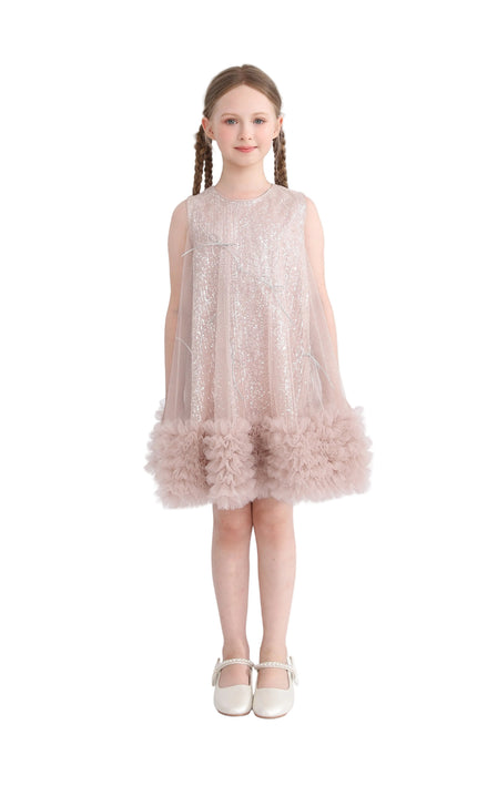 kids atelier tulleen Pink Evangeline Sequin Tulle Dress