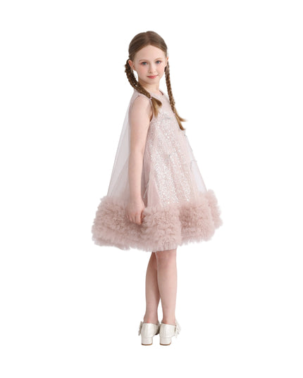 kids atelier tulleen Pink Evangeline Sequin Tulle Dress