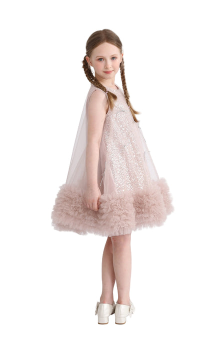 kids atelier tulleen Pink Evangeline Sequin Tulle Dress