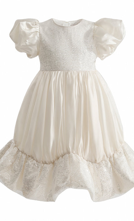 kids atelier tulleen Cream Aurora Glitter Party Dress