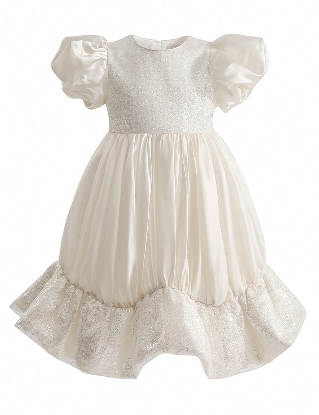 kids atelier tulleen Cream Aurora Glitter Party Dress