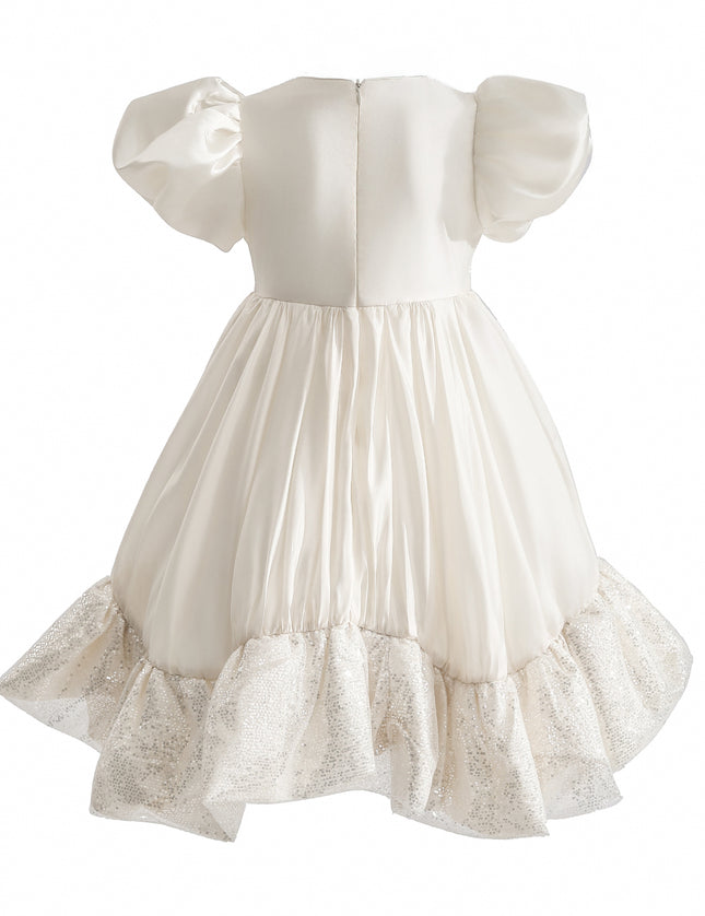 kids atelier tulleen Cream Aurora Glitter Party Dress