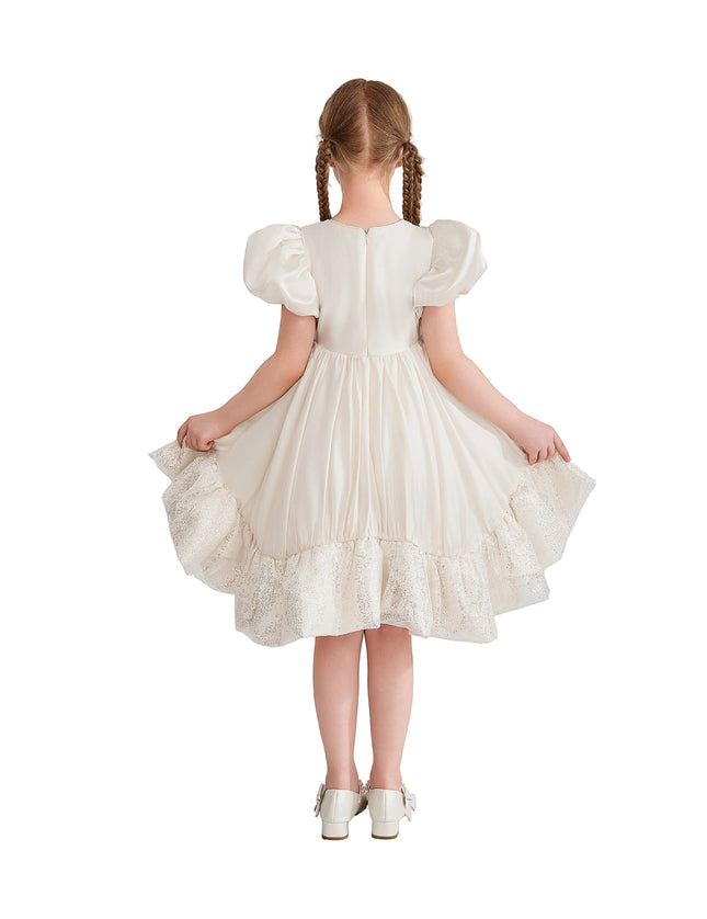 kids atelier tulleen Cream Aurora Glitter Party Dress