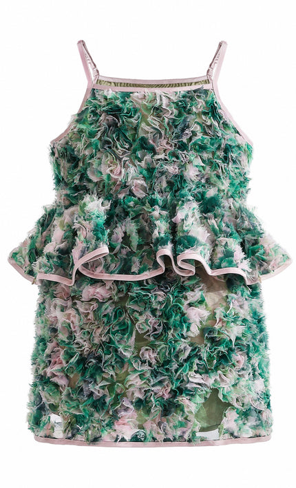 kids atelier tulleen Green Zinnia Textured Skirt Set