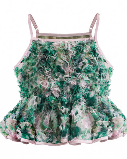 kids atelier tulleen Green Zinnia Textured Skirt Set
