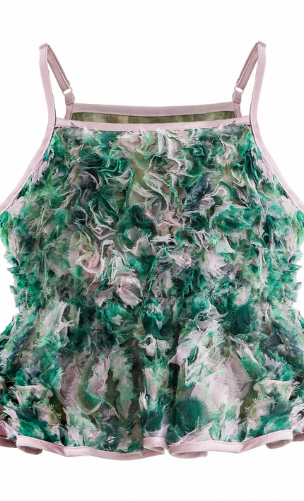 kids atelier tulleen Green Zinnia Textured Skirt Set