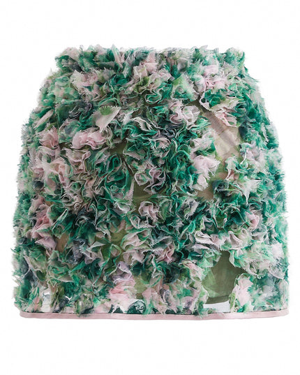 kids atelier tulleen Green Zinnia Textured Skirt Set
