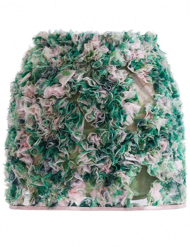 kids atelier tulleen Green Zinnia Textured Skirt Set