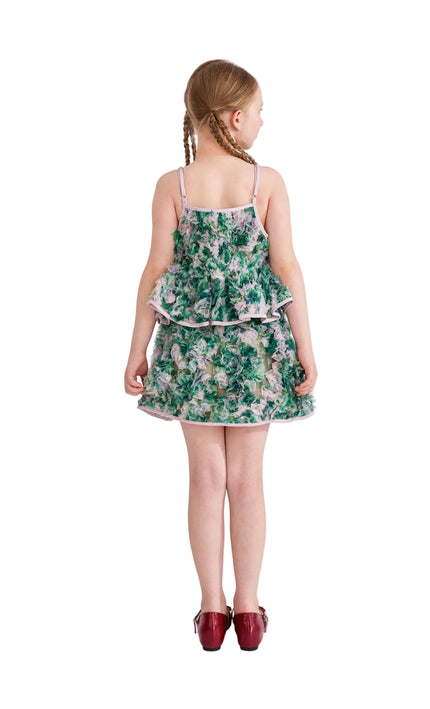 kids atelier tulleen Green Zinnia Textured Skirt Set