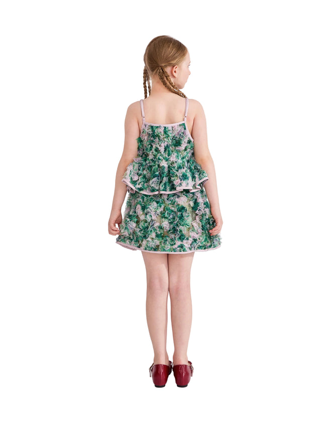kids atelier tulleen Green Zinnia Textured Skirt Set