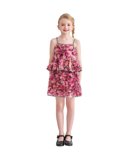 kids atelier tulleen Pink Zinnia Textured Skirt Set