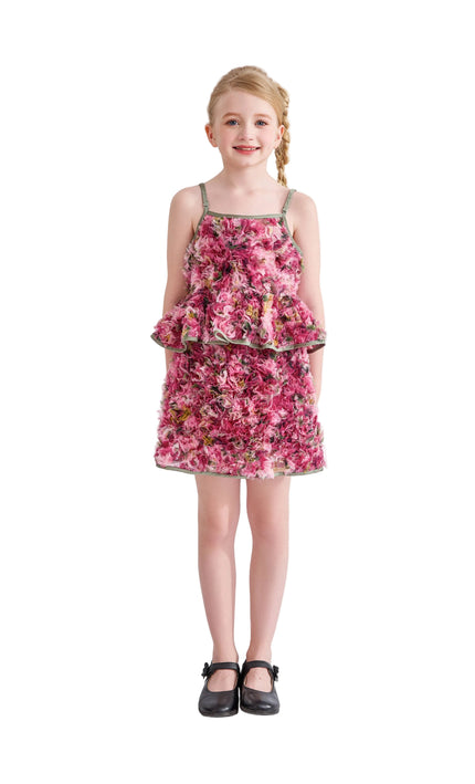 kids atelier tulleen Pink Zinnia Textured Skirt Set