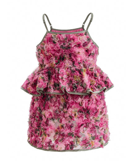 kids atelier tulleen Pink Zinnia Textured Skirt Set