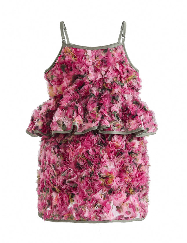 kids atelier tulleen Pink Zinnia Textured Skirt Set