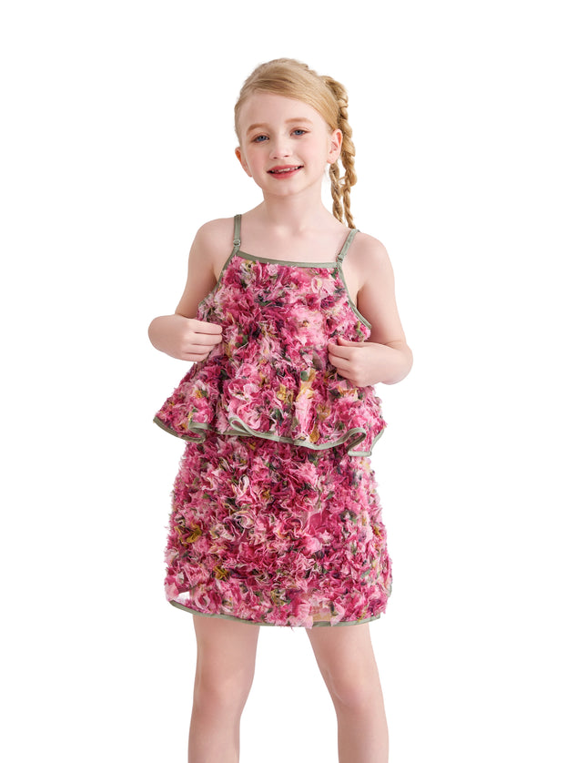 kids atelier tulleen Pink Zinnia Textured Skirt Set