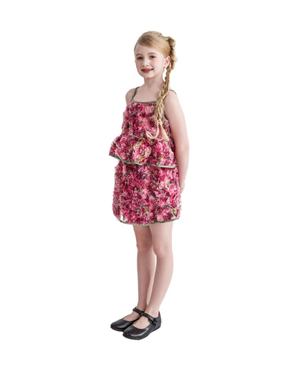 kids atelier tulleen Pink Zinnia Textured Skirt Set