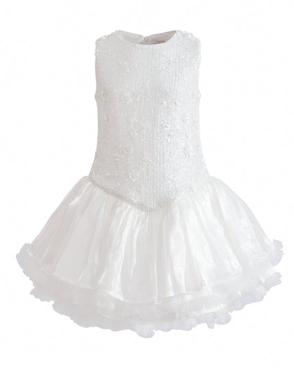 kids atelier tulleen White Arabella Floral Tulle Dress