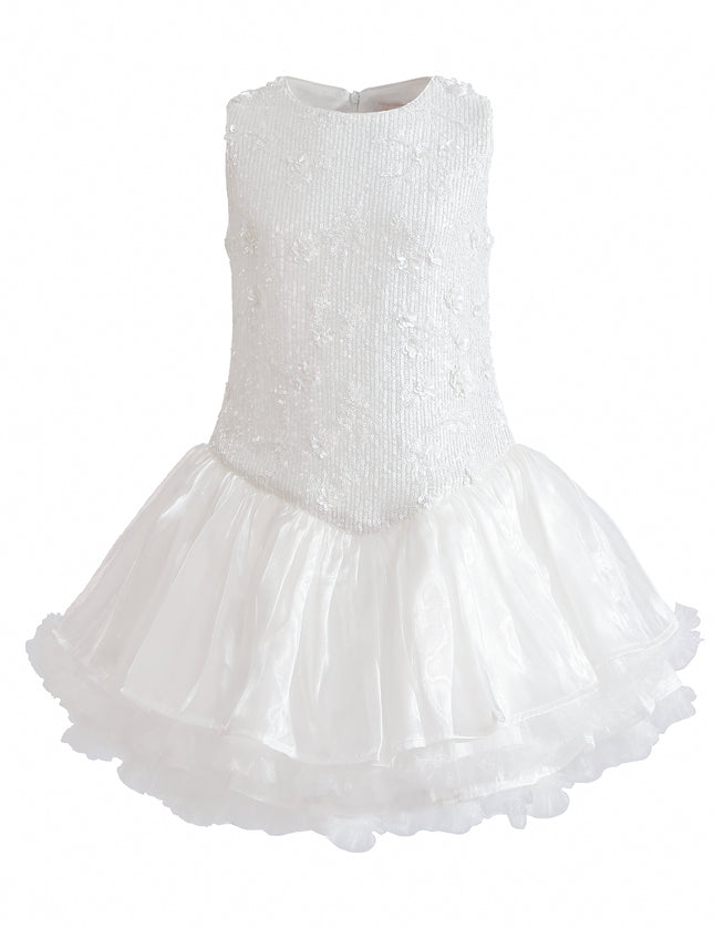 kids atelier tulleen White Arabella Floral Tulle Dress