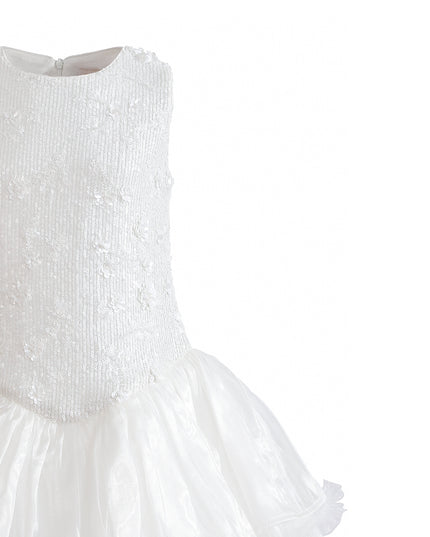 kids atelier tulleen White Arabella Floral Tulle Dress