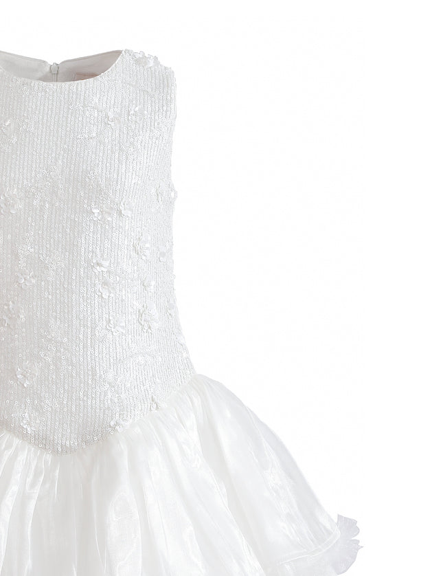 kids atelier tulleen White Arabella Floral Tulle Dress