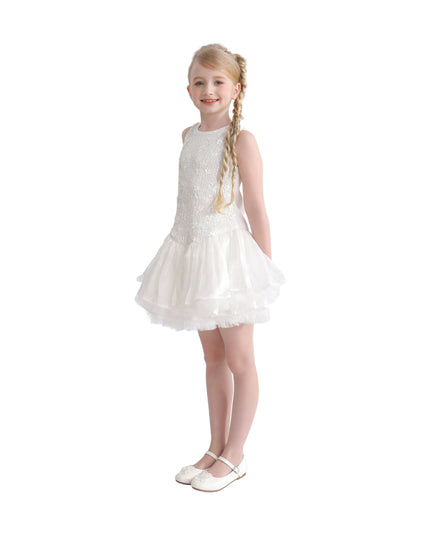 kids atelier tulleen White Arabella Floral Tulle Dress