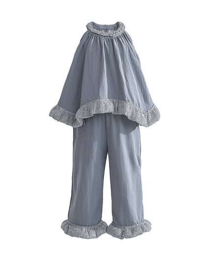 kids atelier tulleen Blue Calyra Ruffle Pant Set