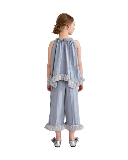 kids atelier tulleen Blue Calyra Ruffle Pant Set