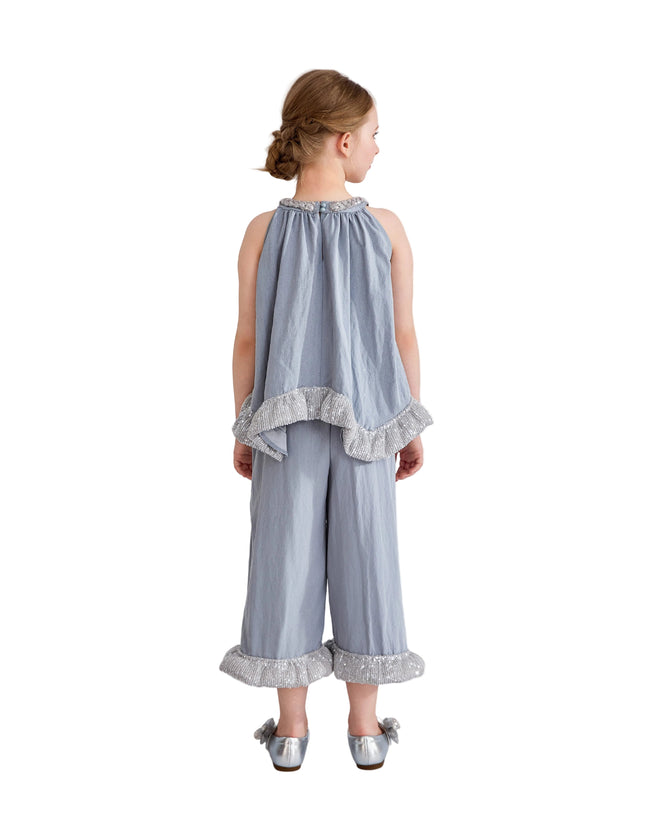 kids atelier tulleen Blue Calyra Ruffle Pant Set