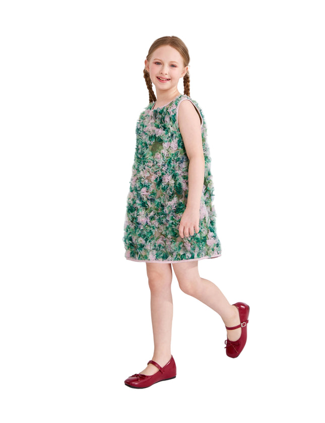 kids atelier tulleen Green Sylvie Floral Textured Dress