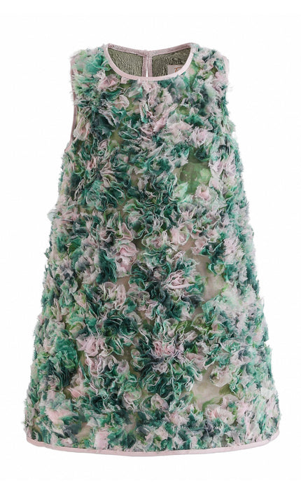kids atelier tulleen Green Sylvie Floral Textured Dress