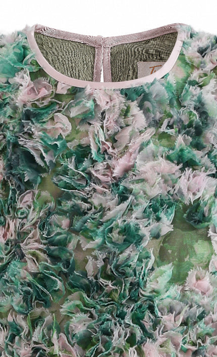kids atelier tulleen Green Sylvie Floral Textured Dress