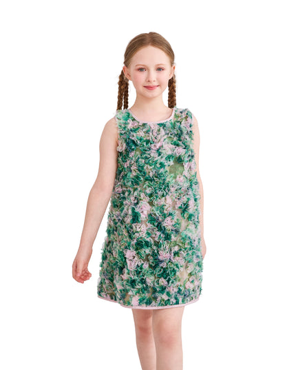 kids atelier tulleen Green Sylvie Floral Textured Dress