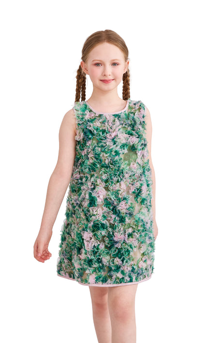 kids atelier tulleen Green Sylvie Floral Textured Dress
