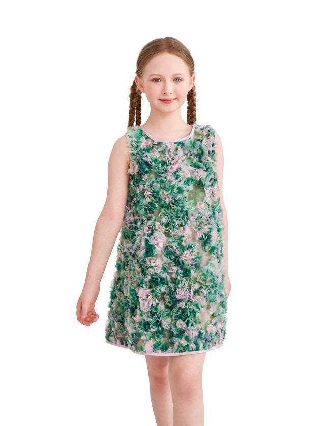 kids atelier tulleen Green Sylvie Floral Textured Dress