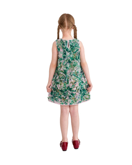 kids atelier tulleen Green Sylvie Floral Textured Dress