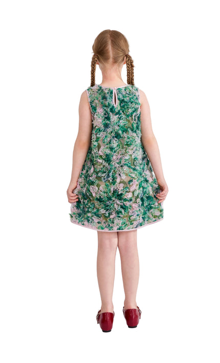 kids atelier tulleen Green Sylvie Floral Textured Dress
