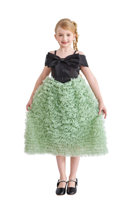 kids atelier tulleen Black & Green Marcella Bow Dress